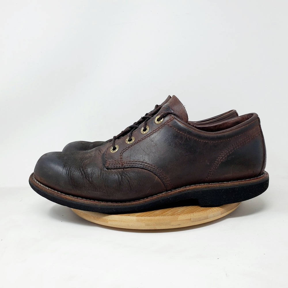 LL Bean Bucksport Shoes Men 10 Brown Leather Distressed Work Oxford WORN
